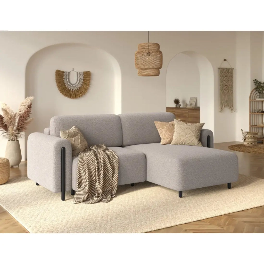 Divano angolare convertibile ARVESSA beige chenille – Angolo destro