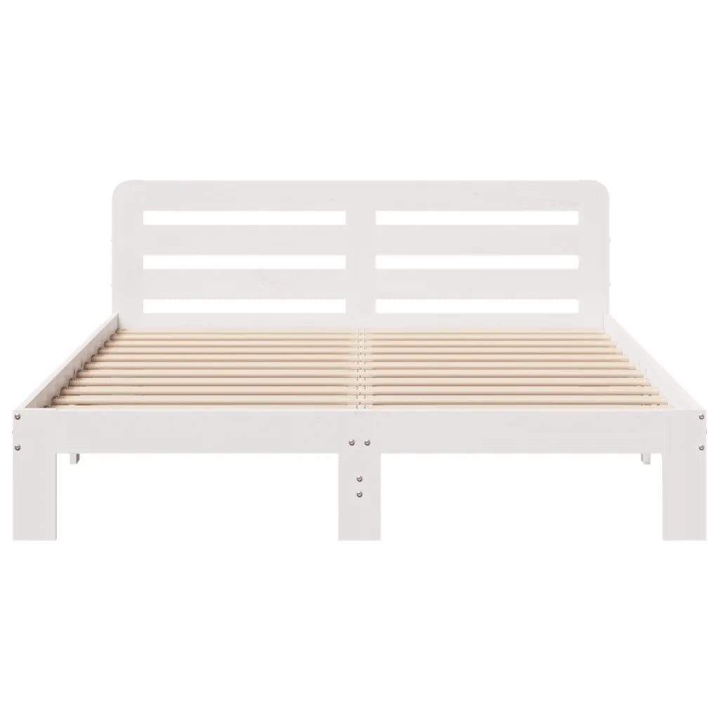 Letto senza Materasso Bianco 140x190 cm Legno Massello di Pino