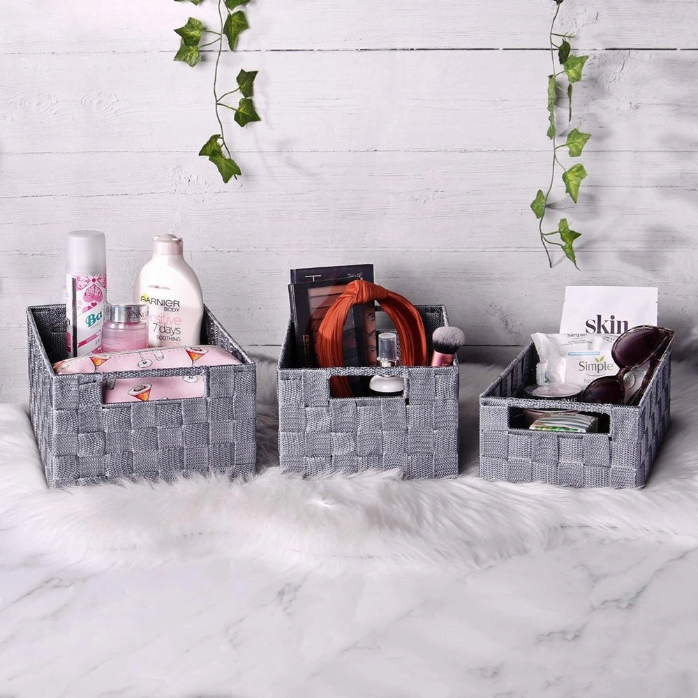 Trade Shop - Set 21pz Scatola In Tessuto Portaoggetti Organizer Con Manici Grigio Chiaro 79084 -