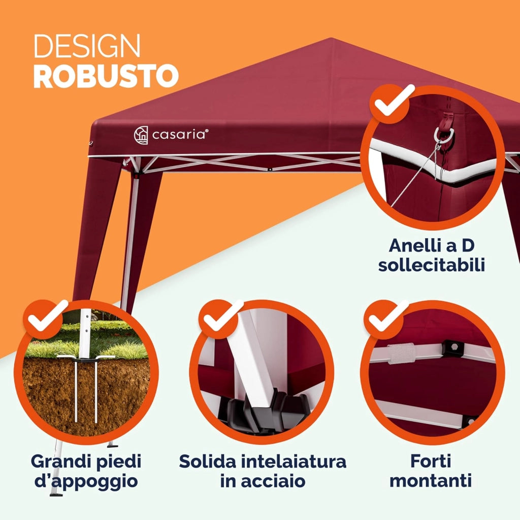 ® Padiglione Capri 3x3m Pieghevole Pop-Up Impermeabile per Giardino Tenda per Feste Fissa Rosso