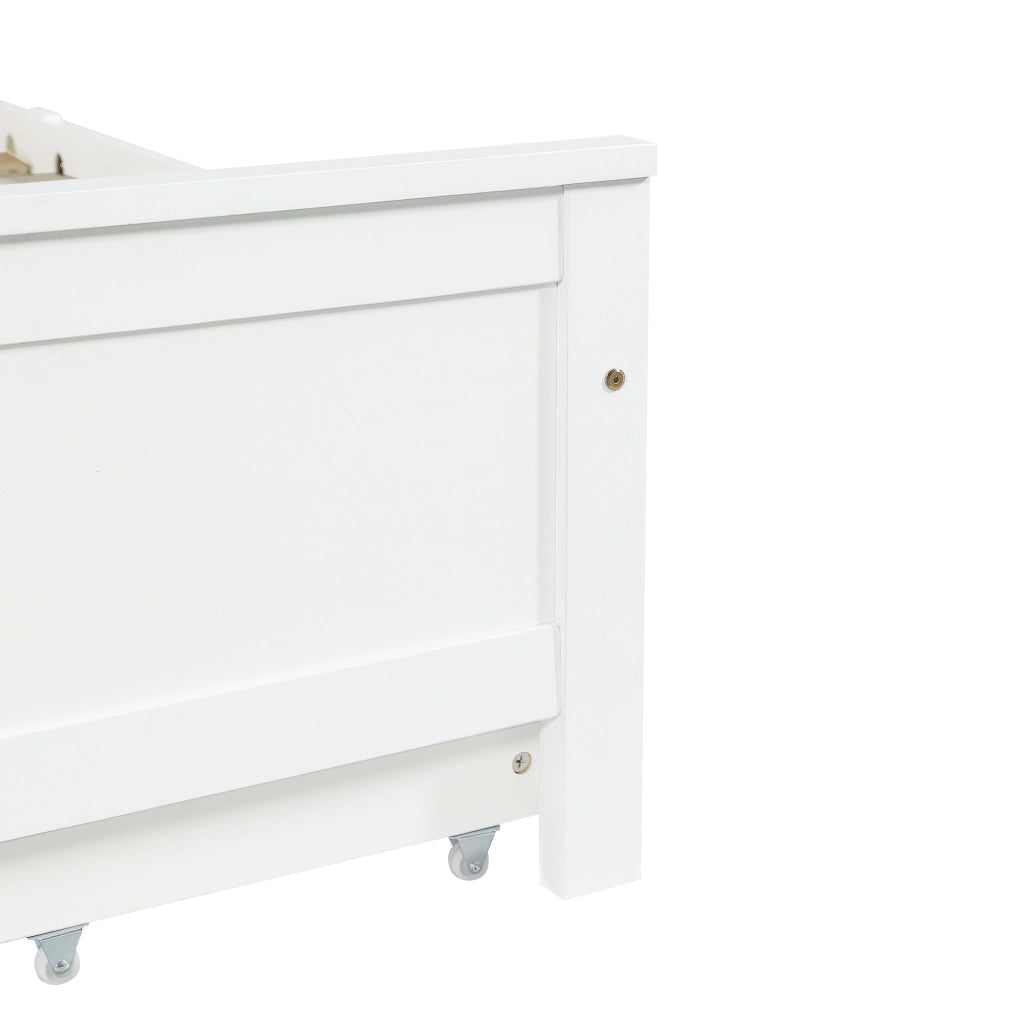 Letto singolo bianco con cassetti e struttura in legno massiccio
