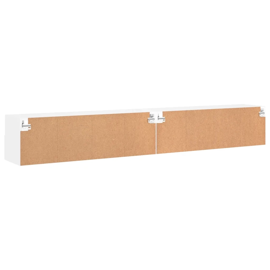 Mobili TV a Parete 2pz Bianchi 100x30x30 cm Legno Multistrato 836883