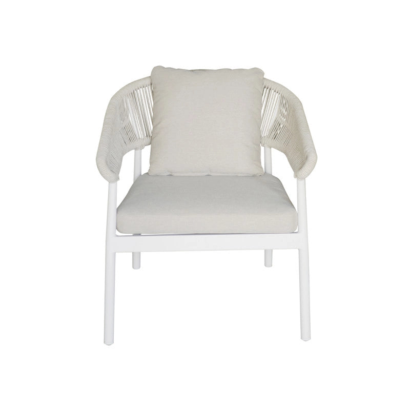 Salotto Cap-Ferrat In Alluminio Bianco + Schienale In Corda Beige Moia