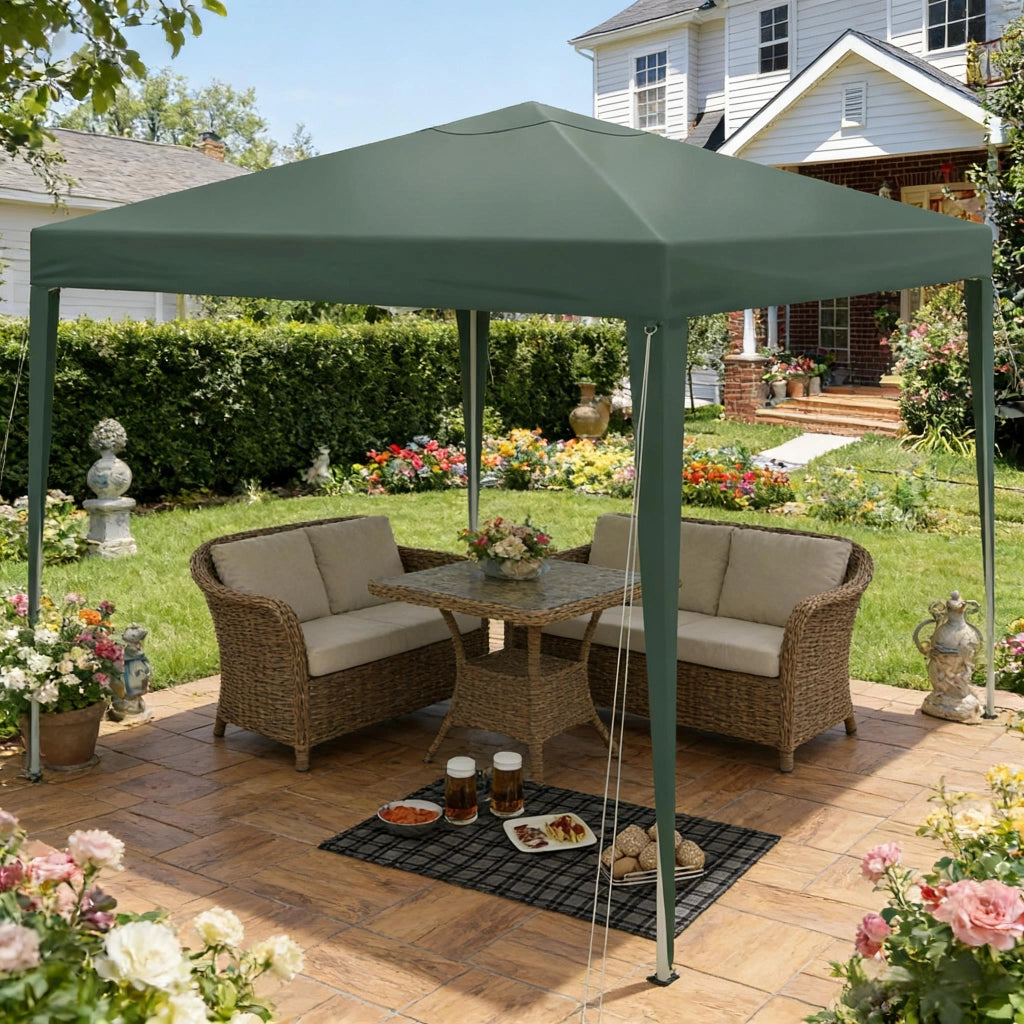 Gazebo pieghevole da giardino 3x3 m verde con altezza regolabile e borsa per trasporto