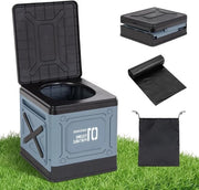 Porta toilette pieghevole con sacchetti di rifiuti e contenitori di stoccaggio per viaggi di campeggio e outdoor