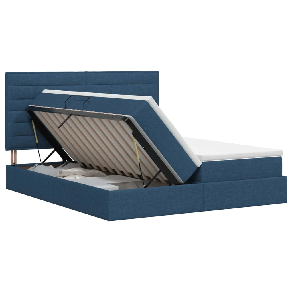 Letto con Contenitore con testiera Blu 180 x 200 cm Tessuto 3459782