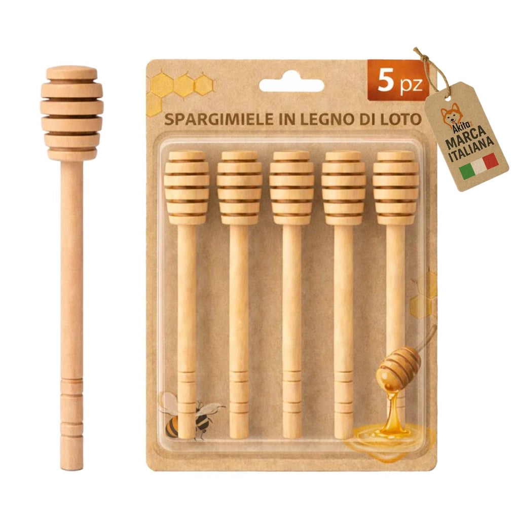 Akitaink 5 PZ Spargimiele in Legno di Loto 14 cm