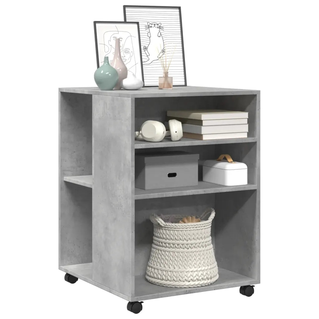 Tavolino con Ruote-Tavolino da soggiorno-Tavolo Grigio Cemento 55x60x78 cm in Truciolato