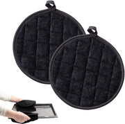 Set di salviette per pentola - accessori per cucina resistente al calore - set da 2 - argento e nero - cotone - 20 x 20 cm