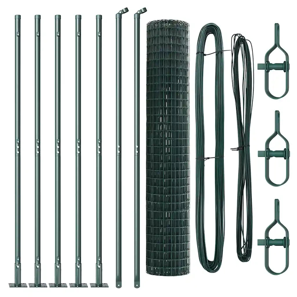 Recinzione da Giardino | Recinzione con Posto Verde 1,4 x 10 m Acciaio e PVC