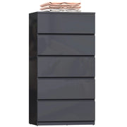 Cassettiera 5 cassetti lucida ¨C zephmum ¨C 53x34x100 cm grigio
