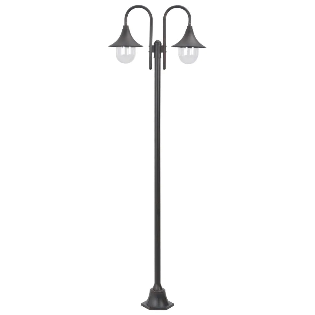 Lampione da Giardino E27 220 cm in Alluminio 2 Lampade Bronzocod mxl 70922