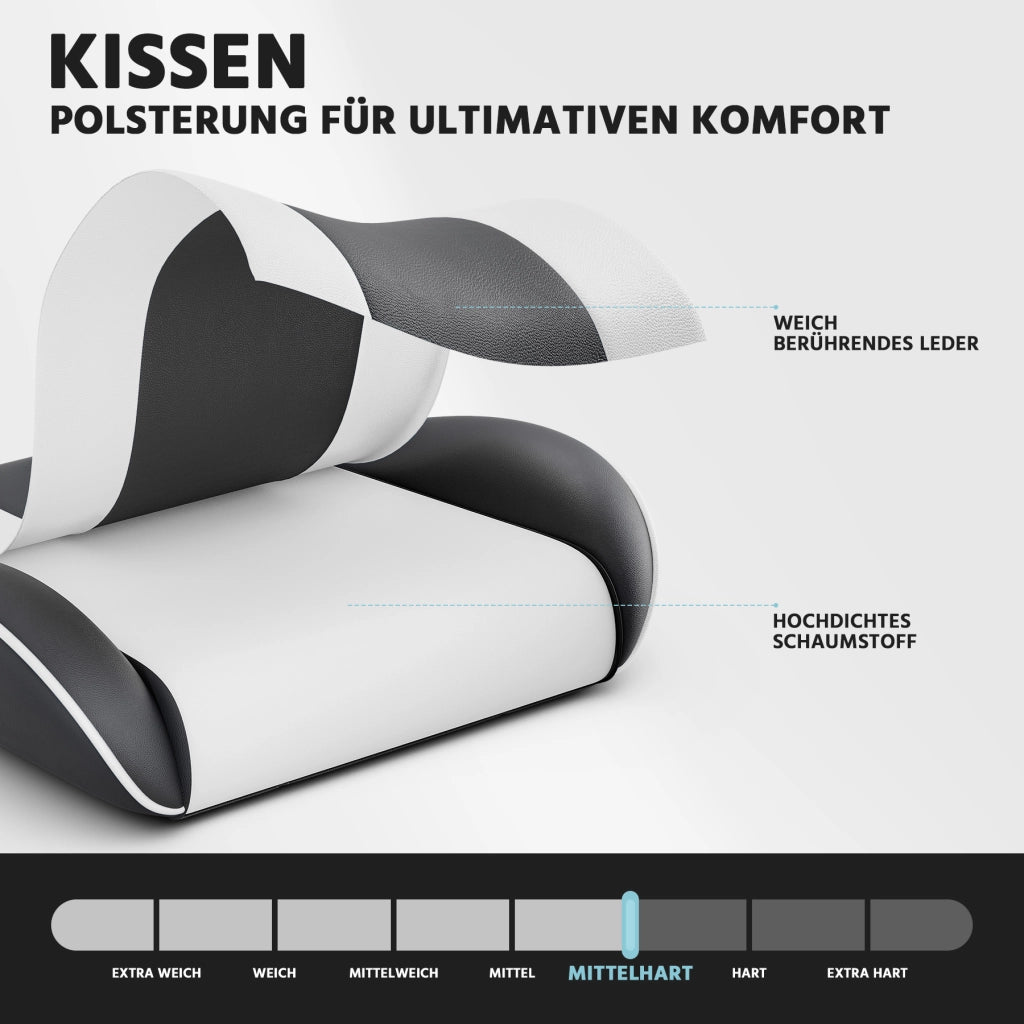 Sedia gaming ergonomica con supporto lombare schienale reclinabile e braccioli sincronizzati in PVC nero bianco 77 × 57 × 25 cm