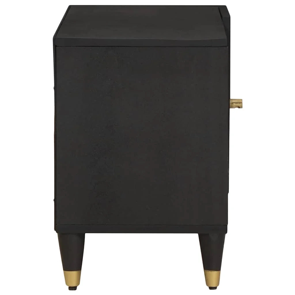 Mobile porta TV rettangolare moderno con contenitore 80 x 33 x 46 cm in legno massello di mango nero 02_0057892