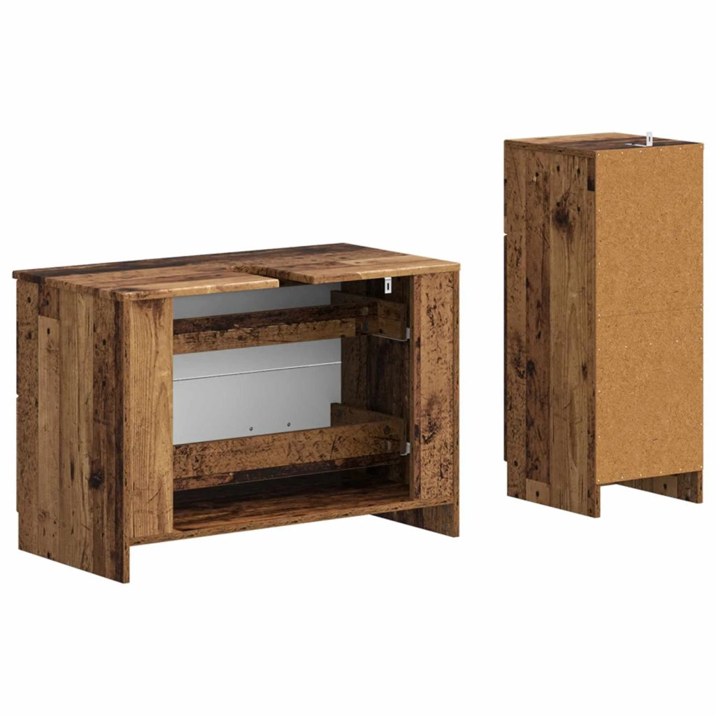 Set di Armadi da Bagno da 2 Pezzi UTRECHT Legno antico 3417736