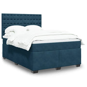 Giroletto a Molle con Materasso Blu 160x200 cm in Velluto