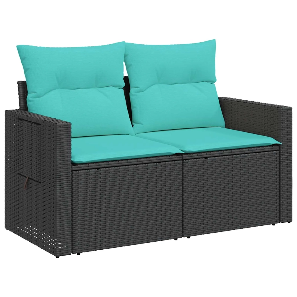 Set di divani 6 pz Nero e Blu Rattan sintetico e Acciaio 3447453