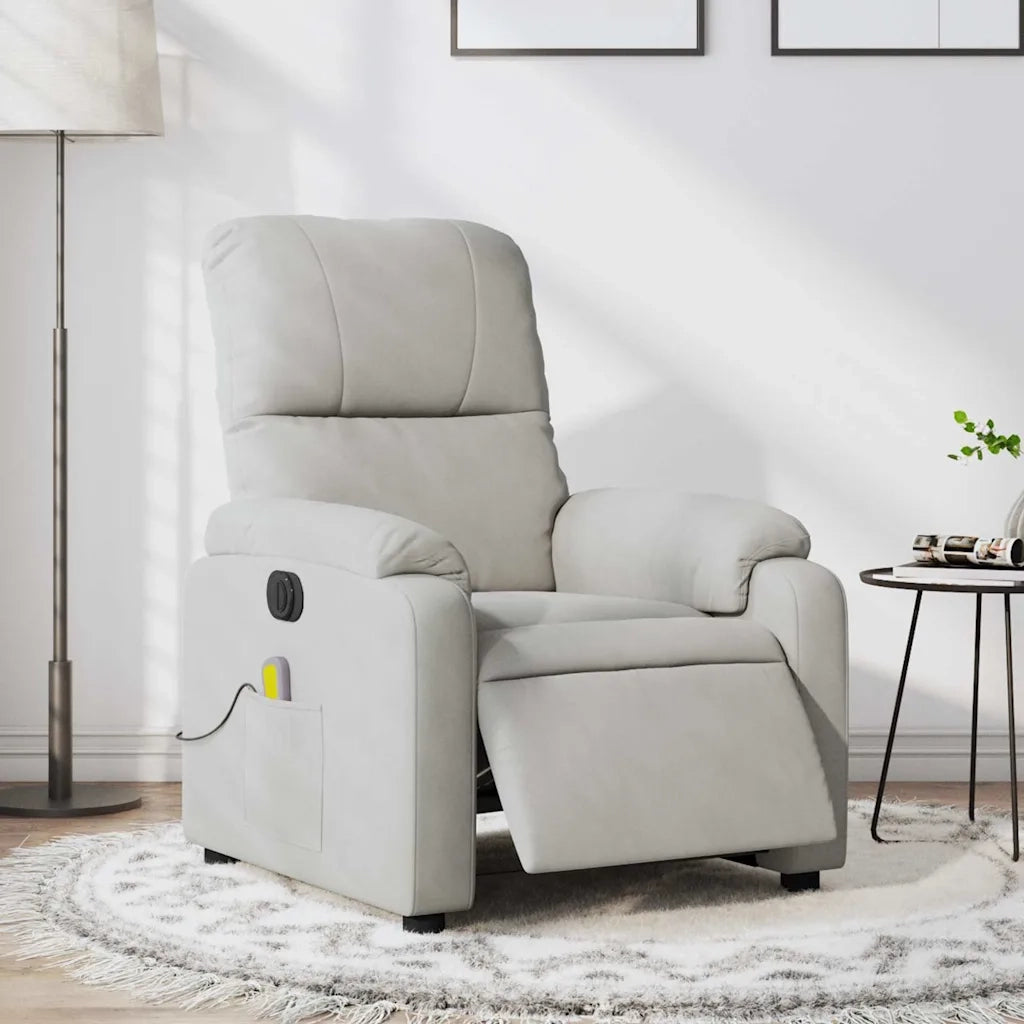 Divano Sedia-Poltrona Reclinante Massaggi Elettrica Grigio Chiaro Microfibra 874750