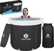 Piscina gonfiabile XXL con coperchio e pompa - Cuscino da sedere doppio per la metodo Wim Hof - Isolamento di alta qualità