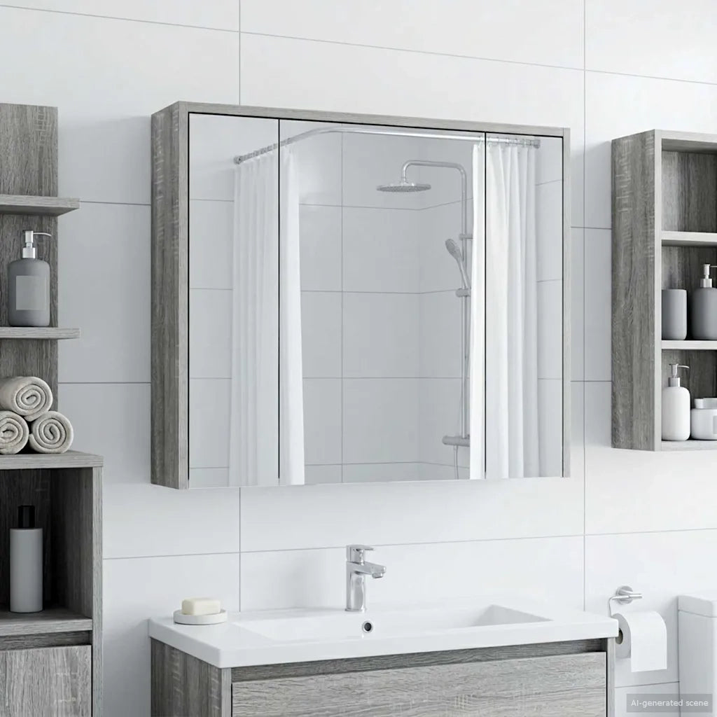 Mobiletto per specchio da bagno Grigio Sonoma