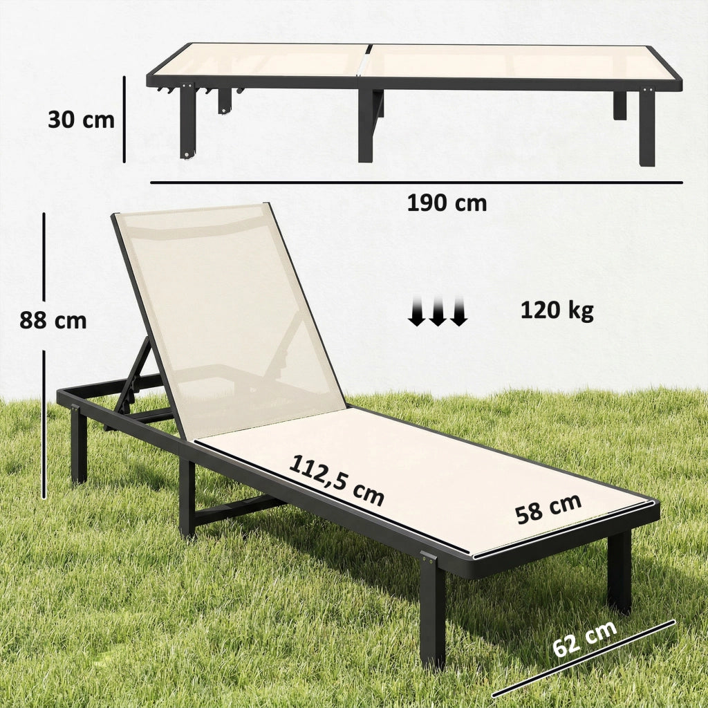 Poltrona reclinabile a 2 pezzi con ruote ¨C zephmum ¨C Tessuto beige, struttura alluminio