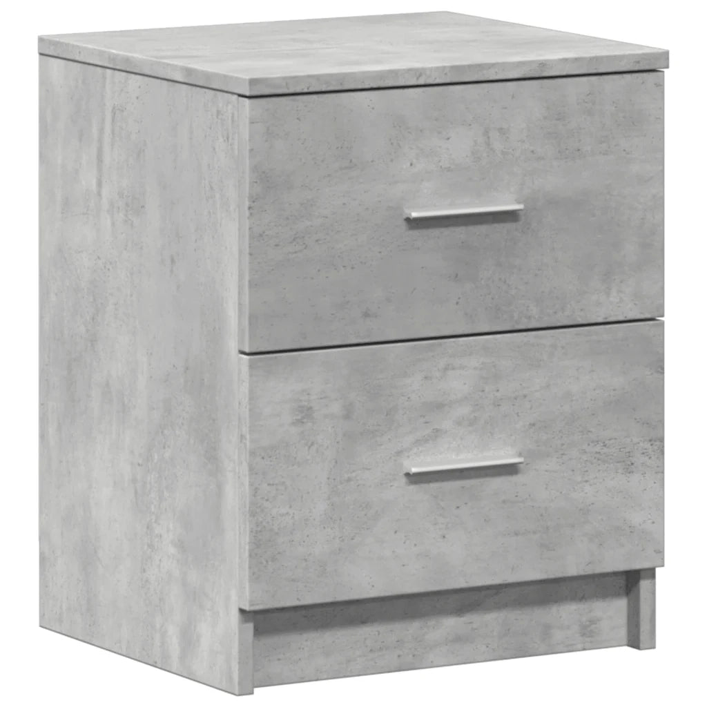 Comodino | Armadio da Notte | Mobiletto da notte con 2 Cassetti Grigio Cemento 40x36x50 cm