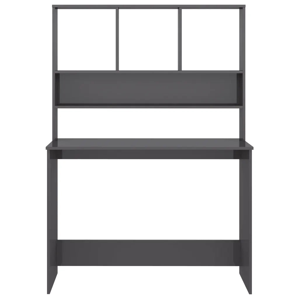 Scrivania con Mensole Grigio Lucido 110x45x157 cm in Truciolato cod mxl 63074