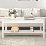 Tavolino da Salotto Bianco 110x55x45 cm Legno Massello di Pino cod mxl 22760