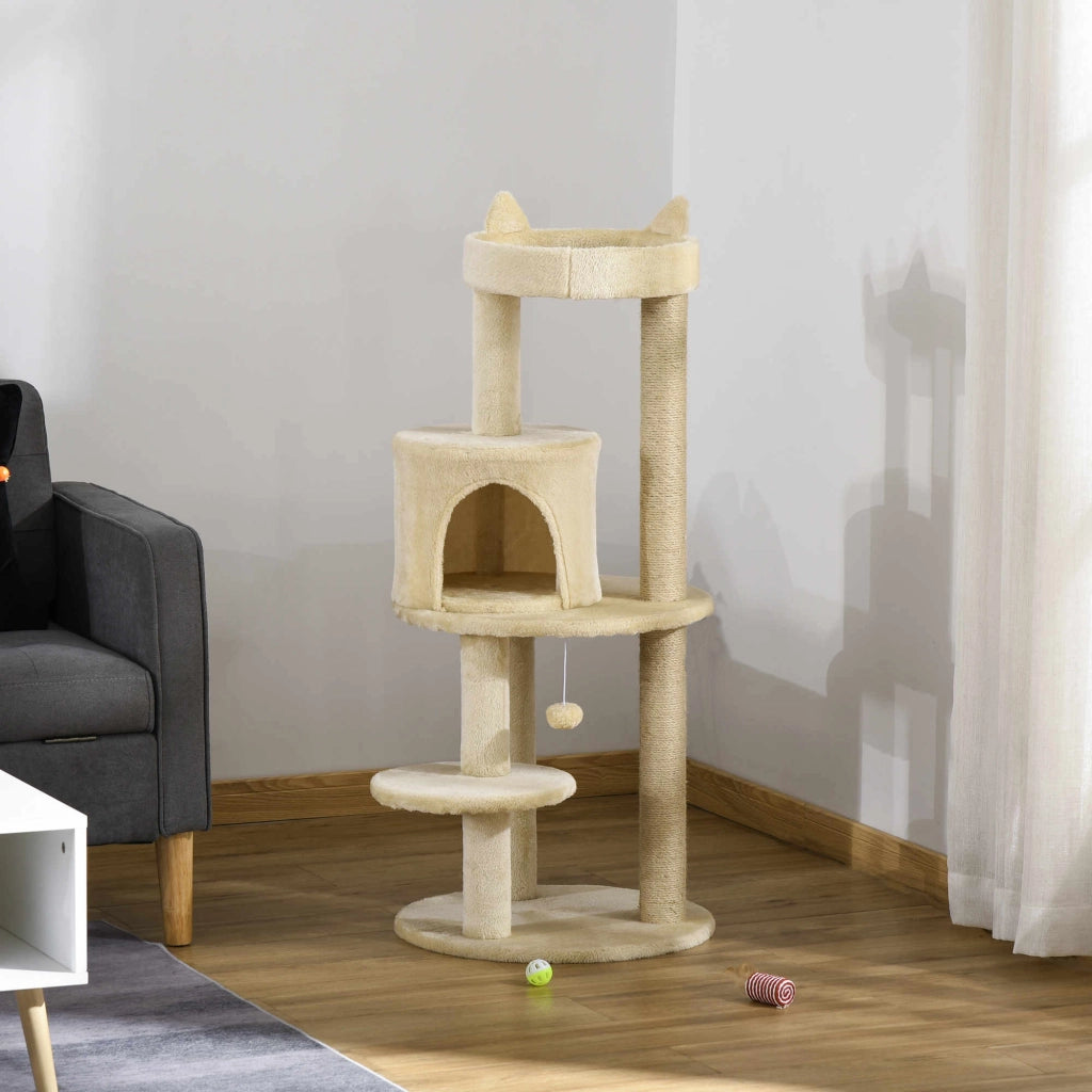 Tiragraffi per Gatti con Cuccia e Piattaforma ¨C zephmum ¨C 104 cm, Bianco