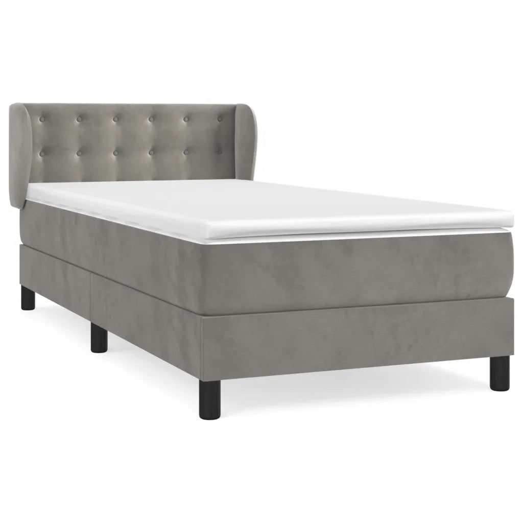 Giroletto a Molle con Materasso-Struttura Letto Grigio Chiaro 90x190 cm Velluto 818597