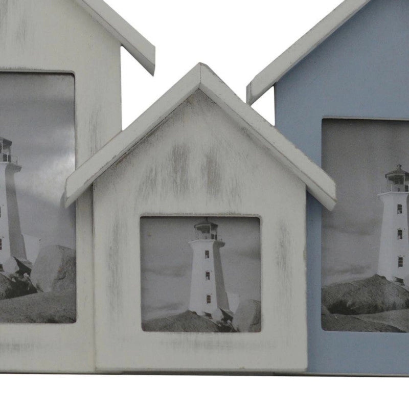 Portafoto mare legno cabine multiplo 5pcm 60x3,5h26