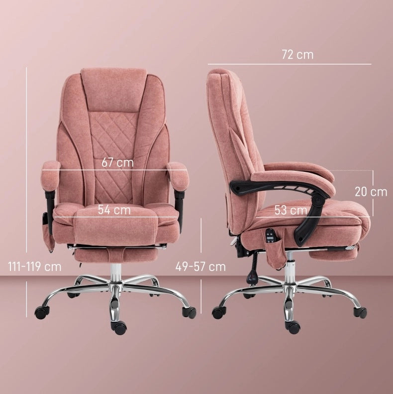 Sedia da ufficio ergonomica con massaggio e calore, rosa