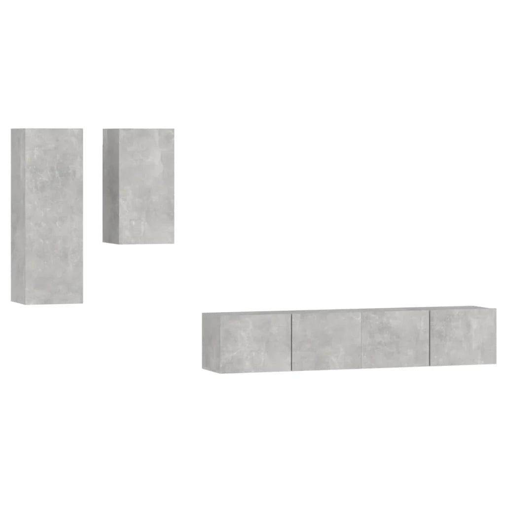 Set di mobili da 4 pezzi tra cui armadio credenza mobile TV televisore per soggiorno camera da letto salotto legno ingegnerizzato grigio 02_0024697