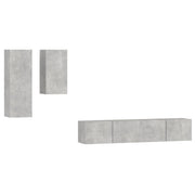 Set di mobili da 4 pezzi tra cui armadio credenza mobile TV televisore per soggiorno camera da letto salotto legno ingegnerizzato grigio 02_0024697