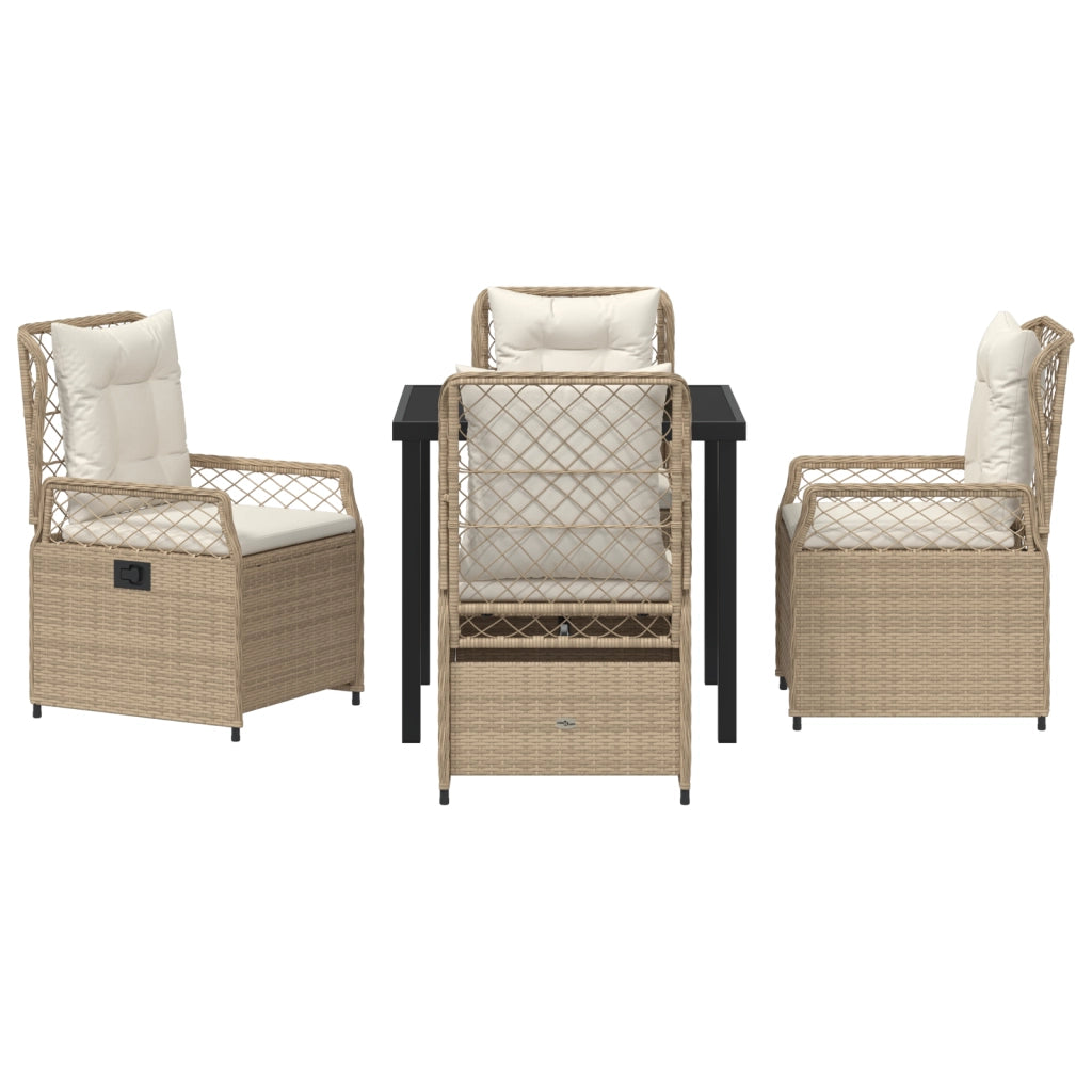 Set da pranzo da giardino 5 pezzi in polyrattan beige