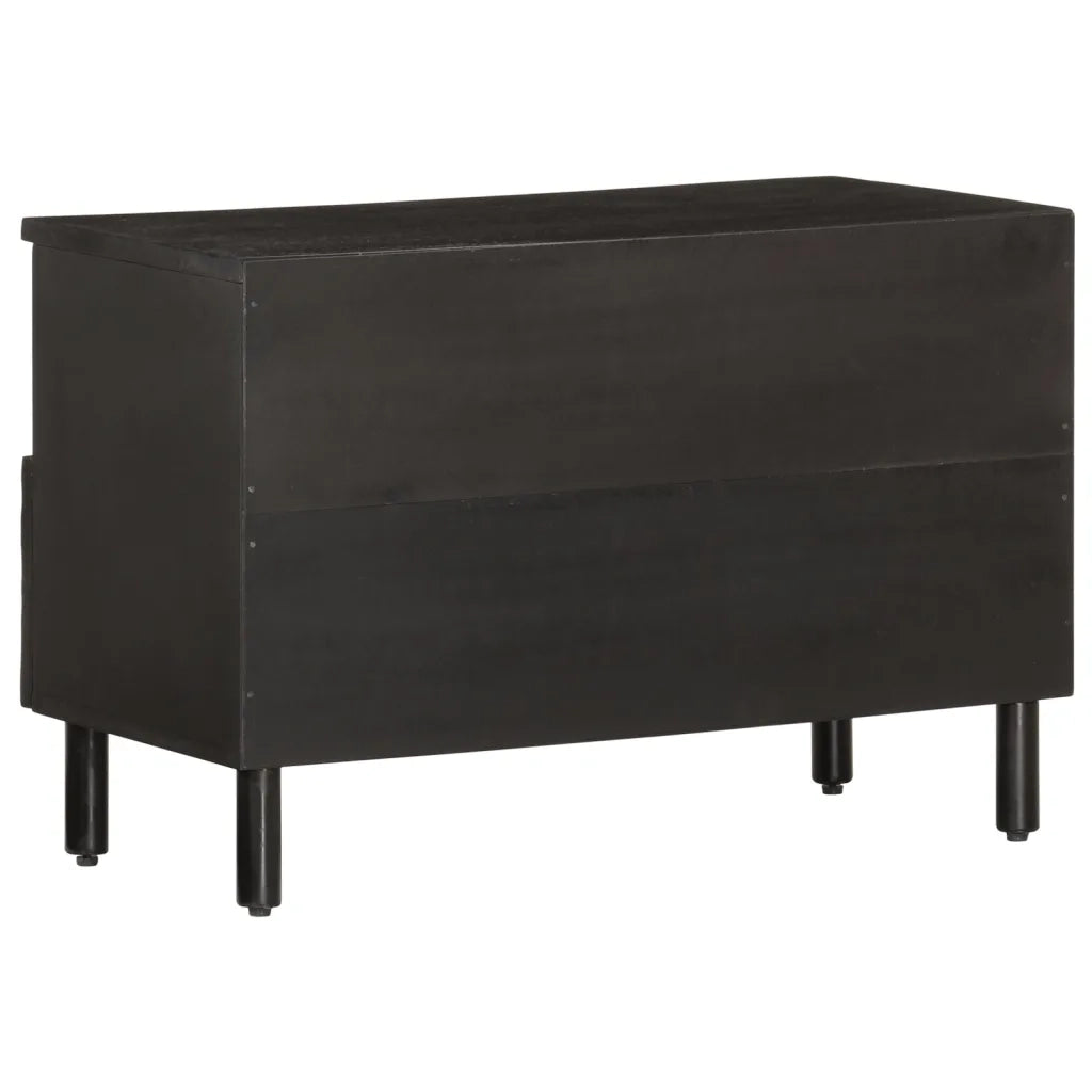 Mobile Porta TV Nero 70x33x46 cm in Legno Massello di Mango 356820