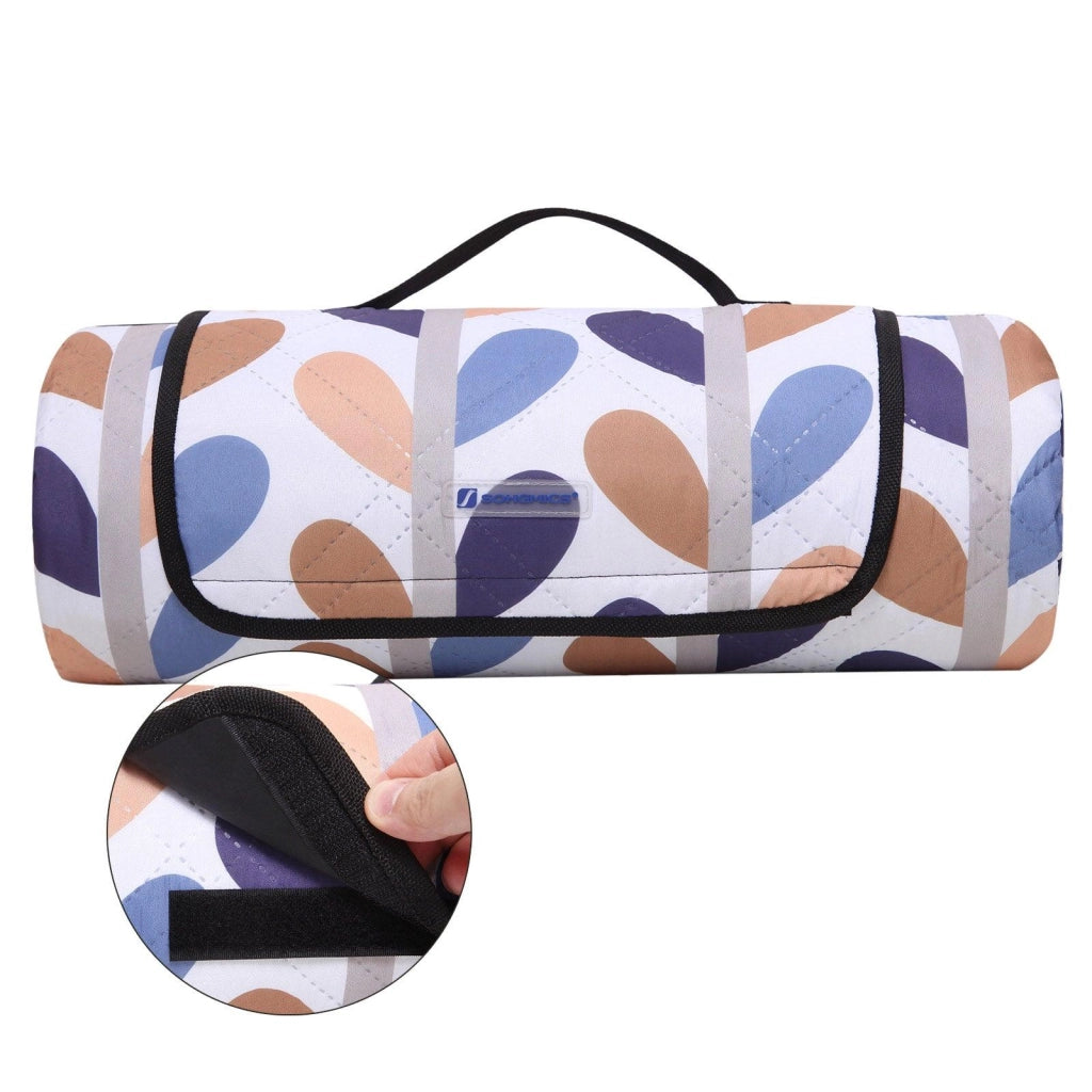 Coperta da picnic 200 x 200 cm stuoia da spiaggia per campeggio parco cortile uso esterno superficie impermeabile lavabile in lavatrice pieghevole motivo a foglie 12_0001576