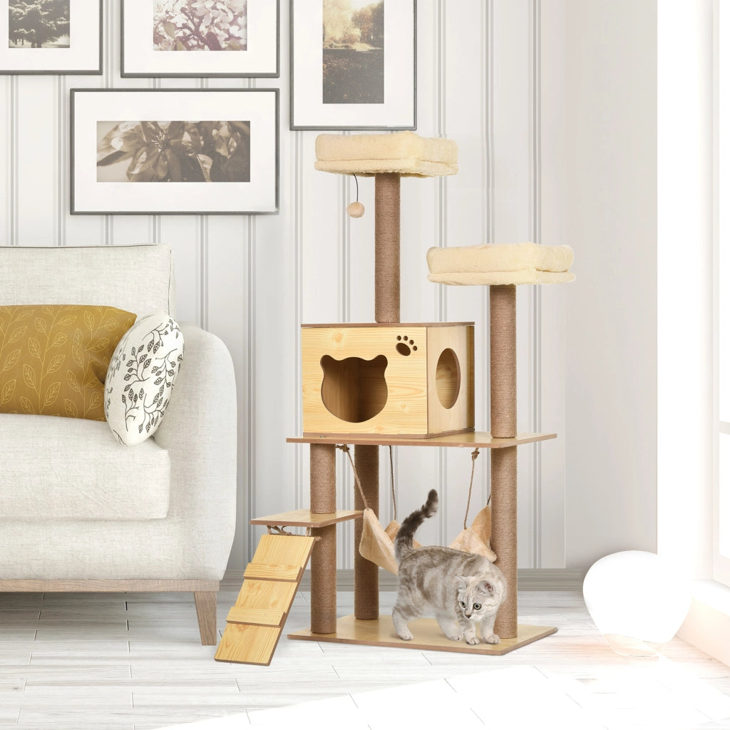 Arbre a gatti con piattaforme ¨C zephmum ¨C beige, legno, pannelli particelle