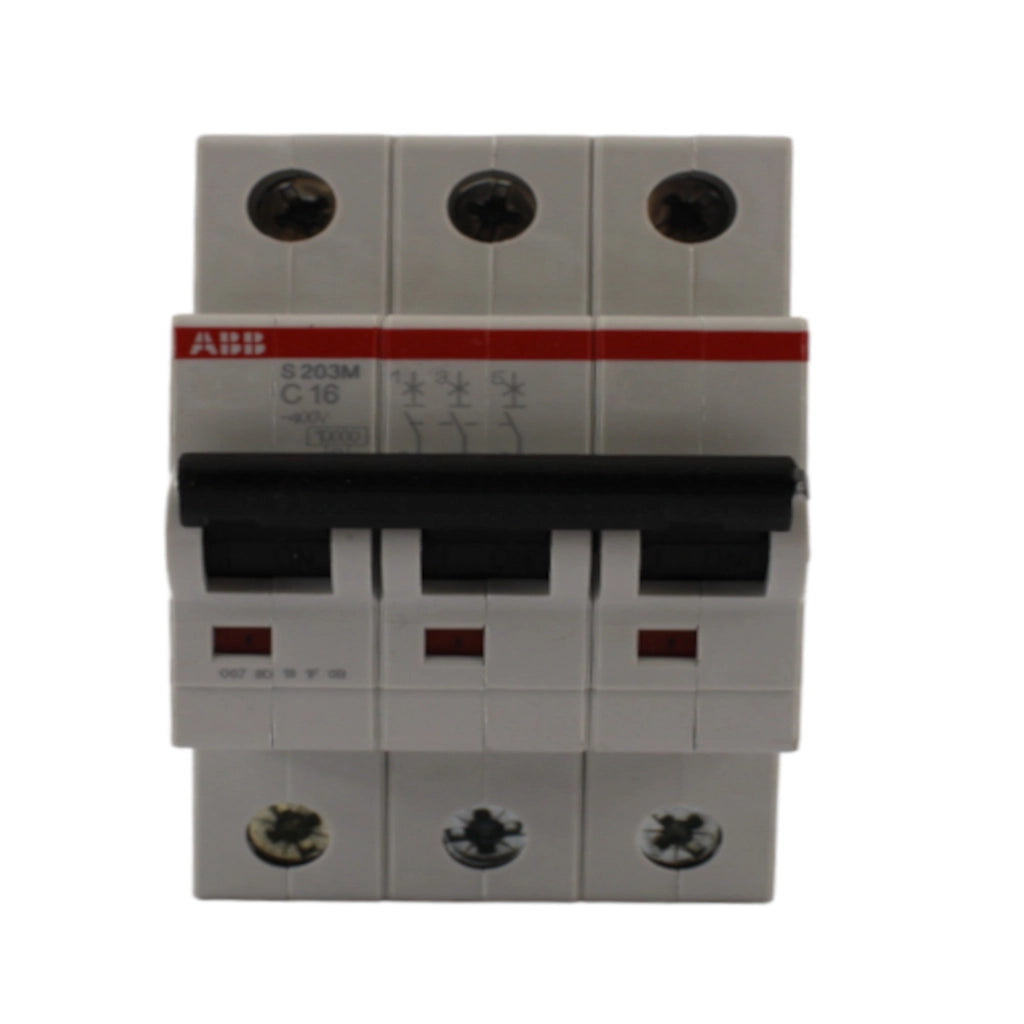 Interruttore magnetotermico 3 poli 3 moduli curva C 16A 10KA ABB