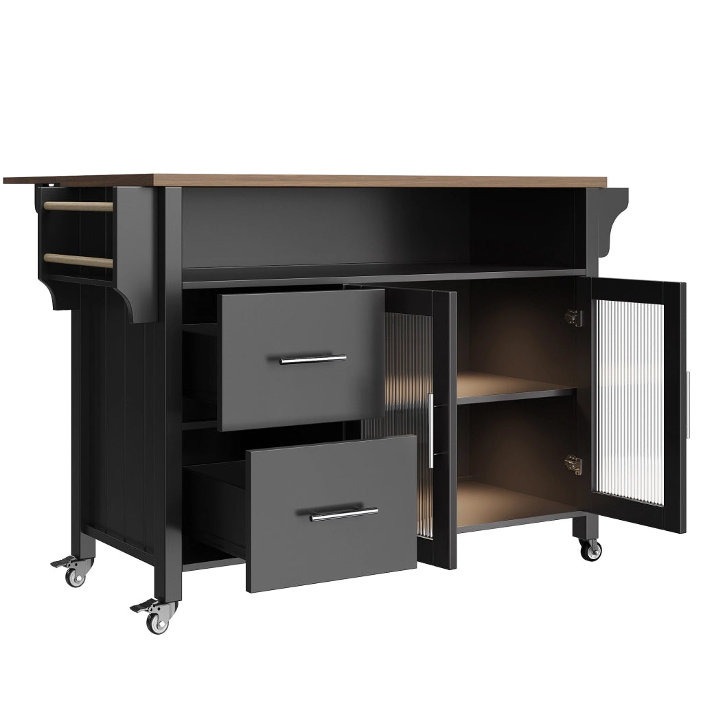 Carrello da cucina 139x40x94 cm pieghevole in MDF nero