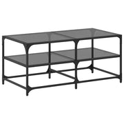 Tavolino da salotto | Tavolino da caff¨¨ | Tavolino da Soggiorno con Piano in Vetro Nero 98,5x50x45 cm Acciaio