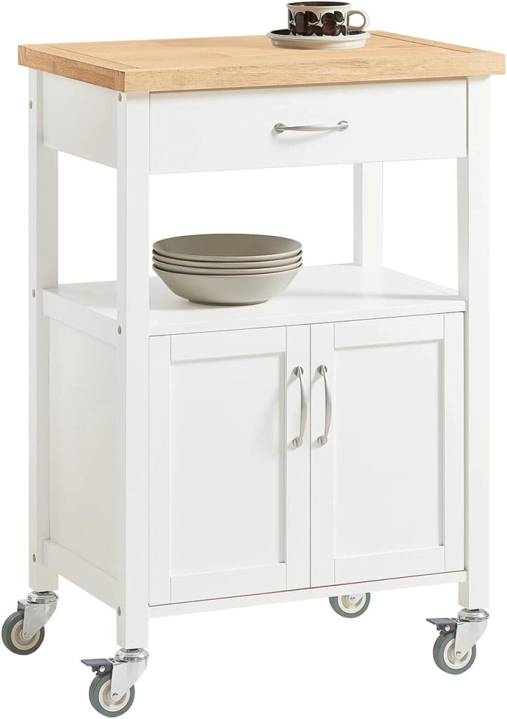 Carrello cucina salvaspazio con piano di lavoro – Mobile cucina con ruote, ideale come mobiletto cucina, credenza compatta o mobile microonde – Disponibile in Grigio 60x92x44cm FKW22-HG