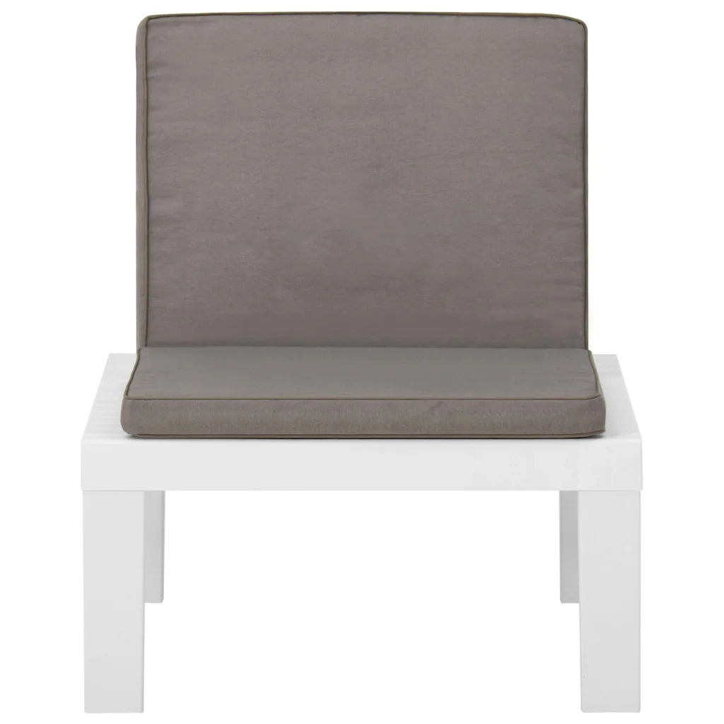 Poltroncina-Poltrona da Giardino con Cuscino in Plastica Bianca