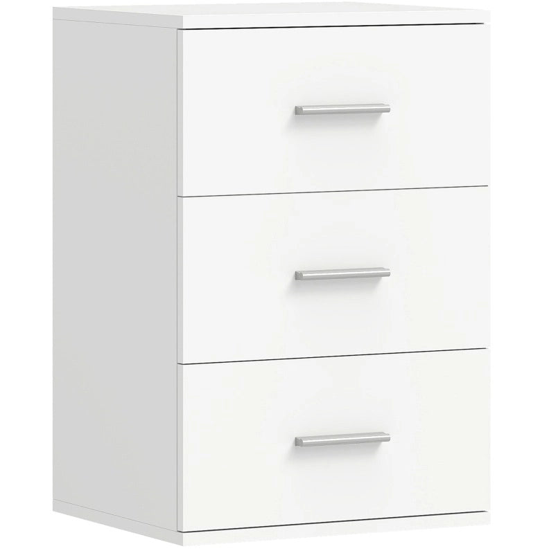 Comodino moderno bianco con 3 cassetti, in MDF, 40x35x60 cm