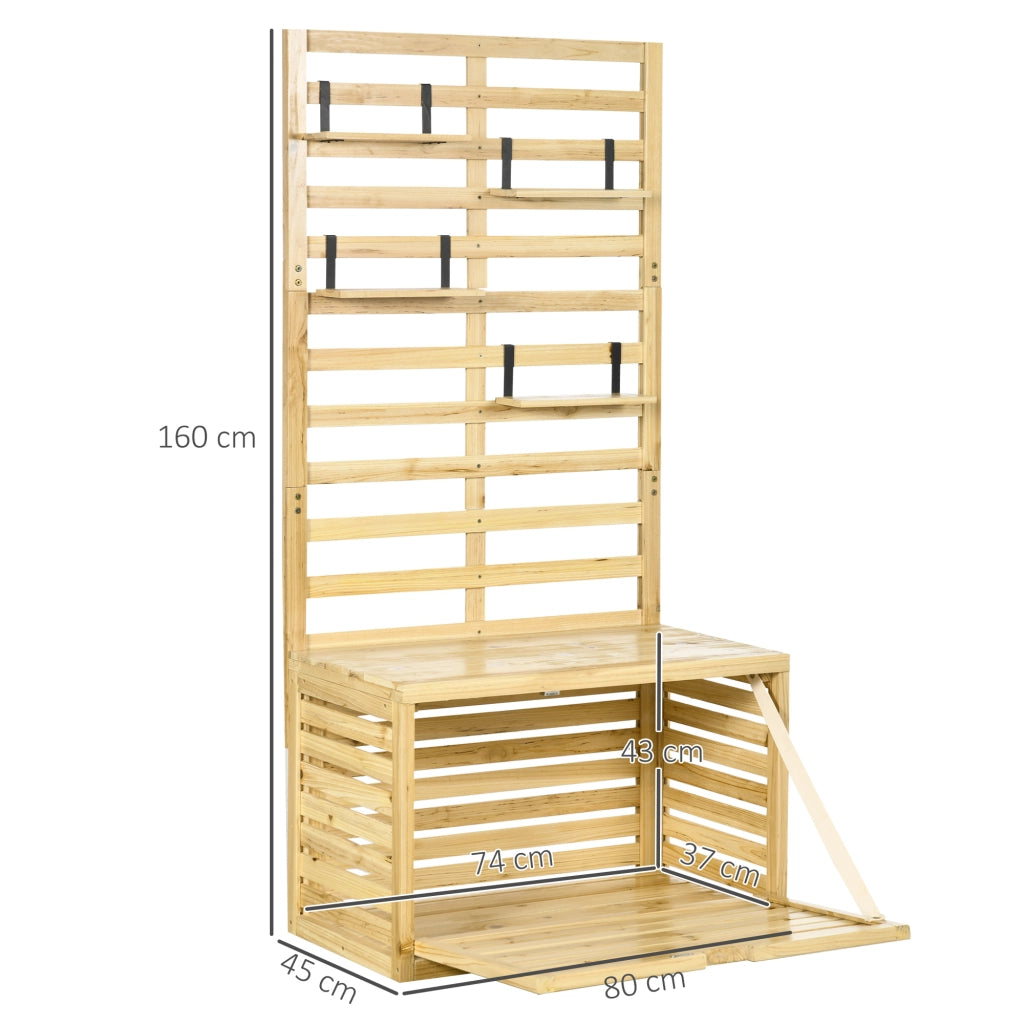 Cassapanca da Giardino con Ripiani ¨C Zephmum ¨C Legno 80x45x160 cm