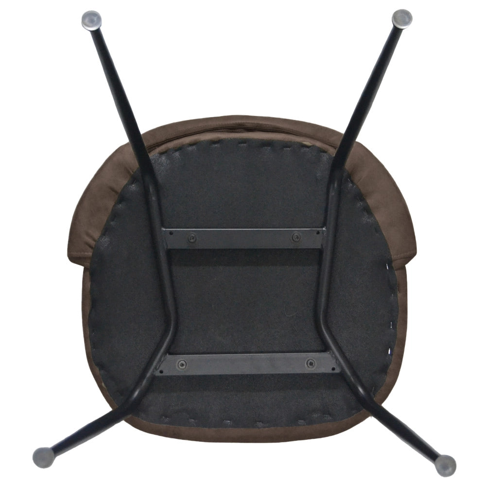 Sedia da sala pranzo Paola in microfibra nabuk marrone con gambe in metallo nero