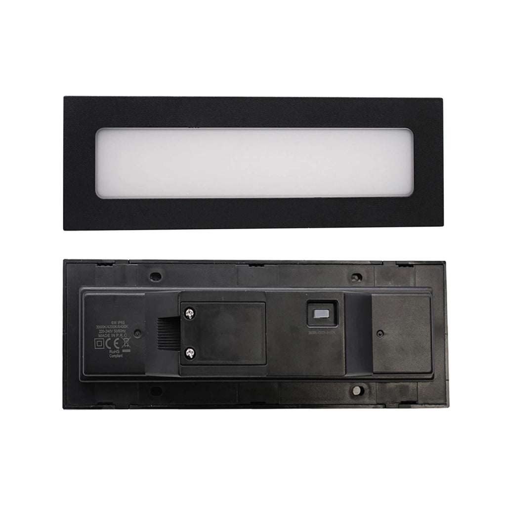 Faretto segnapassi LED 6W CCT incasso rettangolare parete IP65 moderno lampada muro luce viale giardino esterni 230V NERO