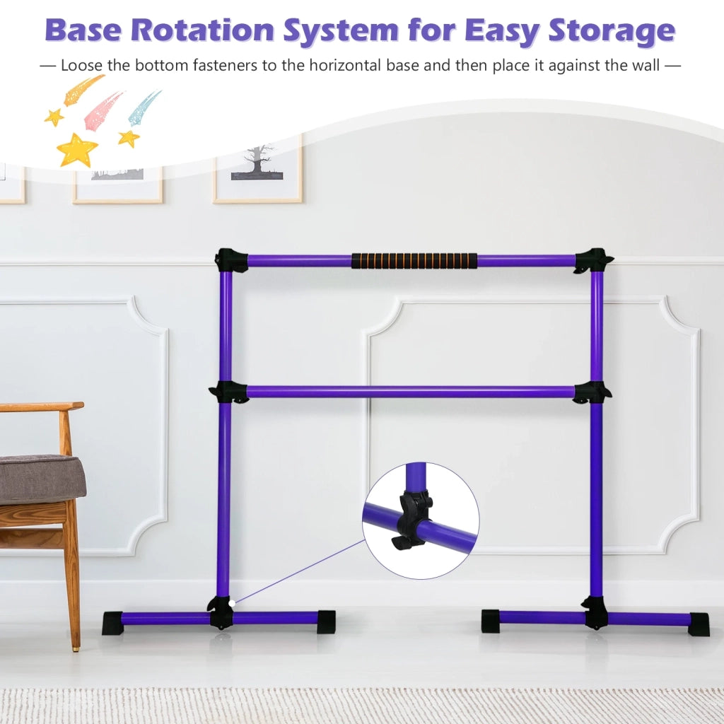 4 Feet Portable Ballet Barre with Adjustable Height-Purple