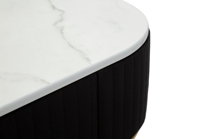 Consolle Fissa 1 Cassetto 100x43x74 cm in Metallo e Tessuto Imbottito Nero