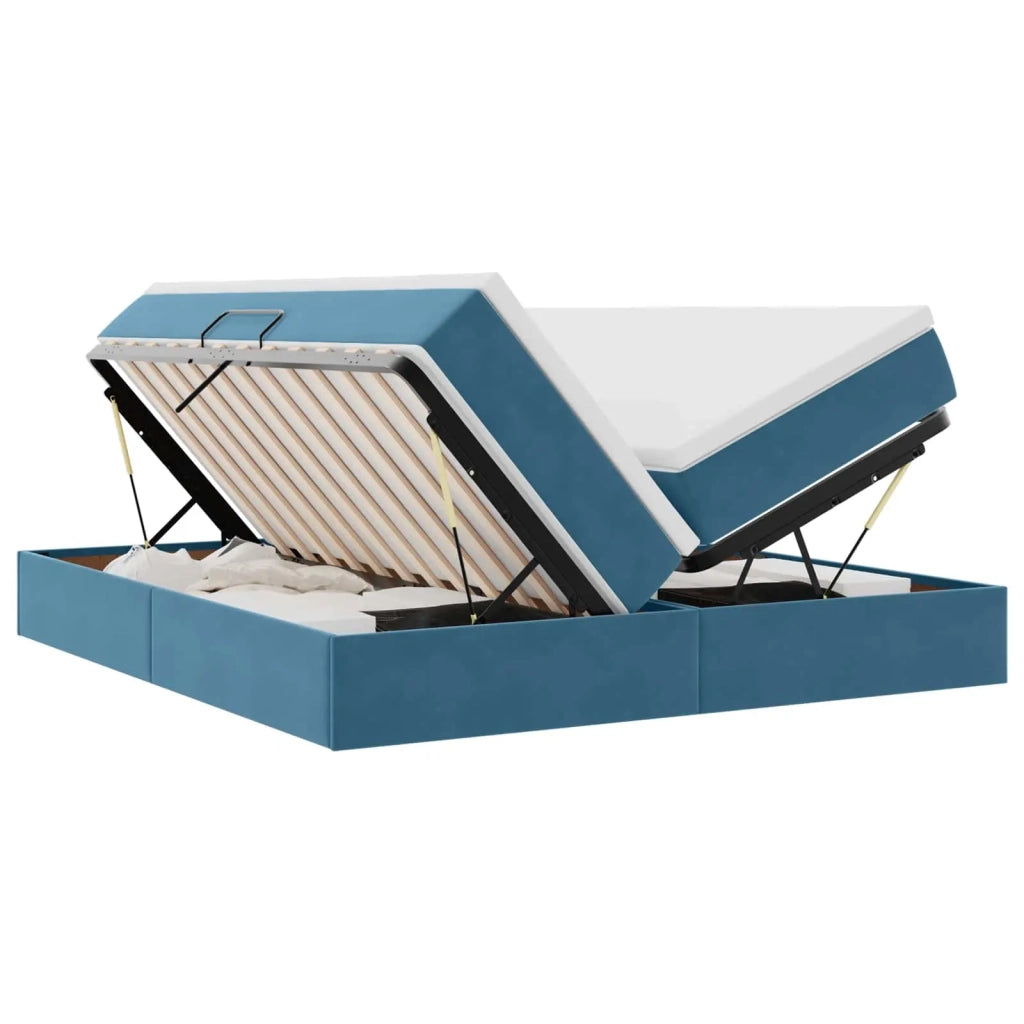 Letto con contenitore e materasso Blu Scuro 180 x 200 cm 3370365